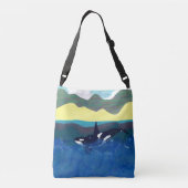 Orca in de glanzende oceaan crossbody tas (Achterkant)