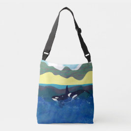 Orca in de glanzende oceaan crossbody tas