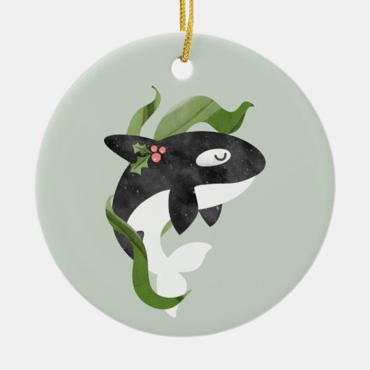 Orca kerstversiering keramisch ornament (Voorkant)