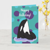  orca Killer Whale Birthday Kaart (Gele Bloem)