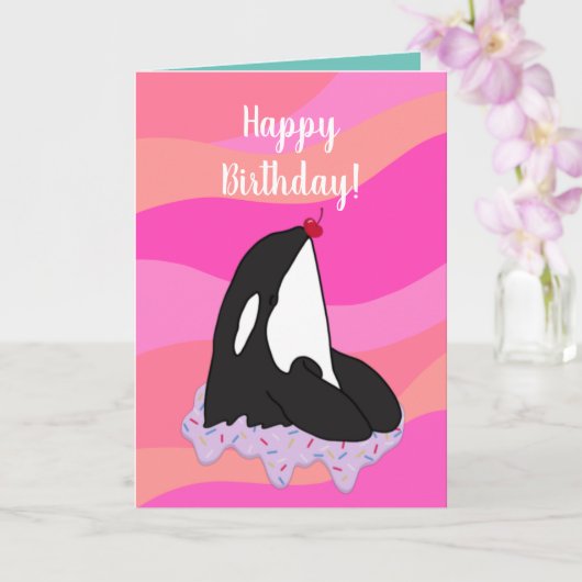  orca Killer Whale Birthday Kaart (Orchidee)