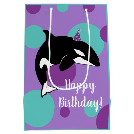 orca Killer Whale Birthday Medium Cadeauzakje (Achterkant)