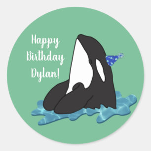 orca Killer Whale Birthday Ronde Sticker