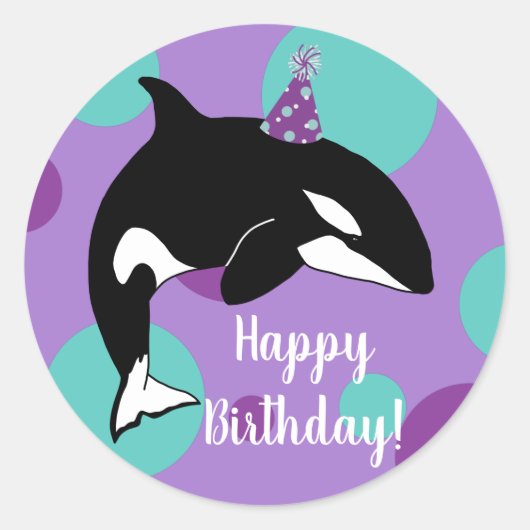  orca Killer Whale Birthday Ronde Sticker (Voorkant)