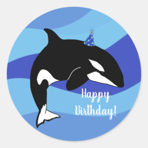 orca Killer Whale Birthday Ronde Sticker