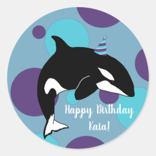 Orca Killer Whale Birthday Ronde Sticker
