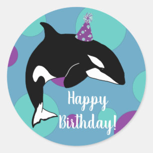 orca Killer Whale Birthday Ronde Sticker