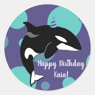 orca Killer Whale Birthday Ronde Sticker
