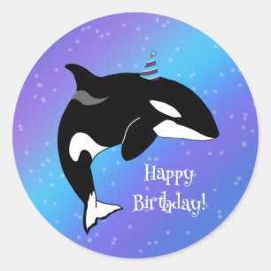 orca Killer Whale Birthday Ronde Sticker