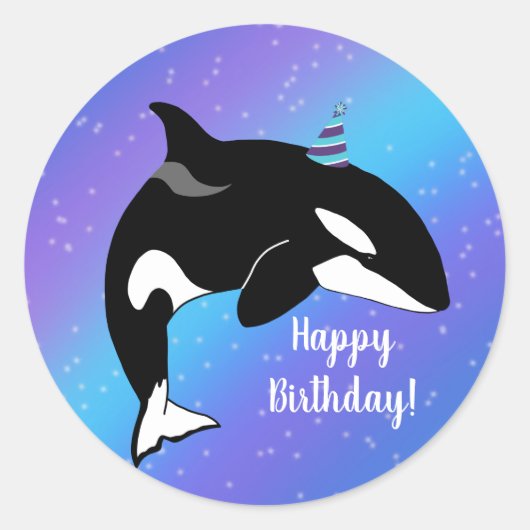  orca Killer Whale Birthday Ronde Sticker (Voorkant)