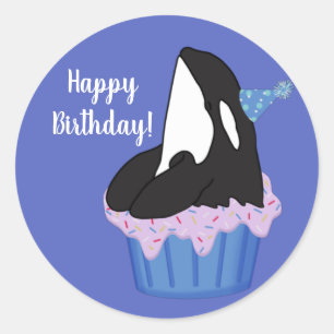 orca Killer Whale Birthday Ronde Sticker