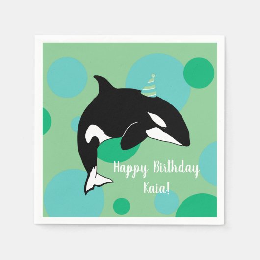 orca Killer Whale Birthday Servet (Voorkant)
