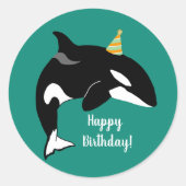 Orca Killer Whale Birthday Supply Ronde Sticker (Voorkant)