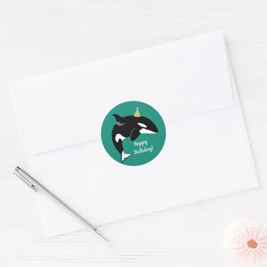 Orca Killer Whale Birthday Supply Ronde Sticker (Envelop)