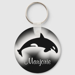 Orca Killer Whale Black en White Name Sleutelhanger