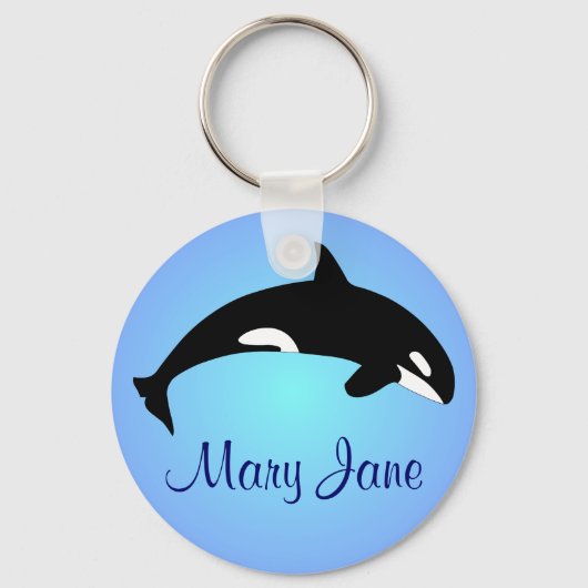 Orca Killer Whale Gradient Blue Name Sleutelhanger (Voorkant)