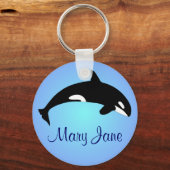 Orca Killer Whale Gradient Blue Name Sleutelhanger (Voorkant)