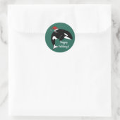 Orca Killer Whale Kerstmis Ronde Sticker (Tas)