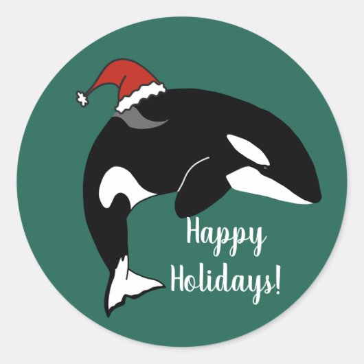 Orca Killer Whale Kerstmis Ronde Sticker (Voorkant)