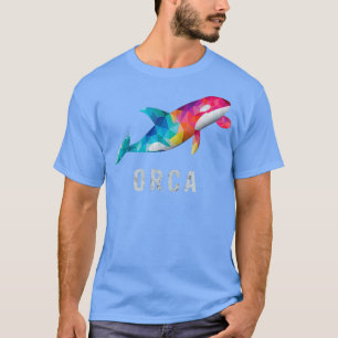 Orca Killer Whale Lovers Retro Polygonal Distresse T-shirt