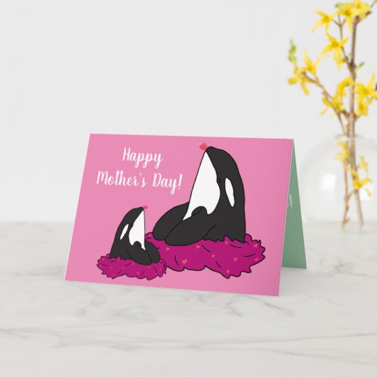 Orca Killer Whale Moederdag Kaart (Gele Bloem)