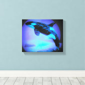 ORCA KILLER WHALE ON WOODEN CANVAS WOOD WALL ART (Insitu (Houten vloer))