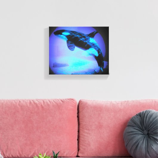 ORCA KILLER WHALE ON WOODEN CANVAS WOOD WALL ART (Insitu (Woonkamer))