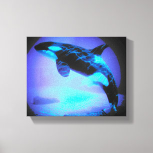 ORCA KILLER WHALE ON WOODEN CANVAS WOOD WALL ART AFDRUK