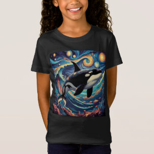 Orca Killer Whale Sterrennacht Colorful Ocean Art T-shirt