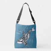 Orca Killer Whale Tlingit Indigo Blue inkt Crossbody Tas (Voorkant)