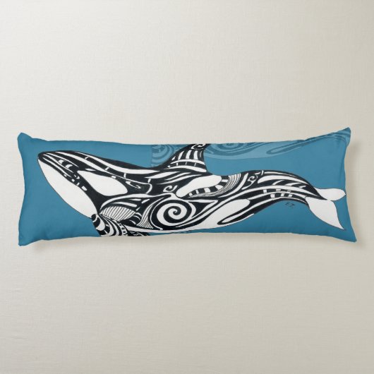 Orca Killer Whale Tlingit Indigo Blue inkt Lichaamskussen (Achterkant)