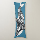 Orca Killer Whale Tlingit Indigo Blue inkt Lichaamskussen (Voorkant Verticaal)