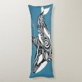 Orca Killer Whale Tlingit Indigo Blue inkt Lichaamskussen (Achterkant (Verticaal))