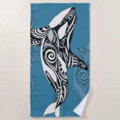 Orca Killer Whale Tlingit Indigo Blue inkt Strandlaken (Voorkant)