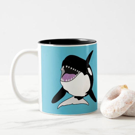 Orca Killer Whale Tweekleurige Koffiemok (Met donut)