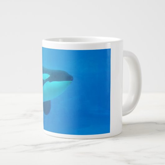 orca killerwalvis onderwaterblauw extra grote mok (Voorkant rechts)