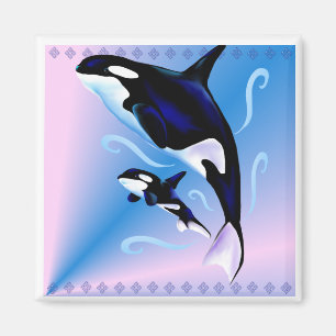 Orca mama en Baby Magnet Magneet