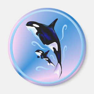 Orca mama en Baby Magnet Magneet