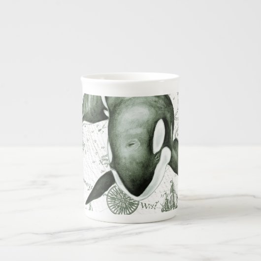 Orca Map Green Porselein Kop (Voorkant)