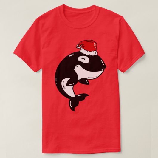Orca met Santa Hat Funny kerstcadeau T-shirt (Design voorkant)