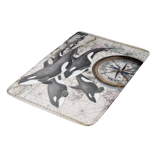 Orca Nautical Compass Badmat (Gekanteld)