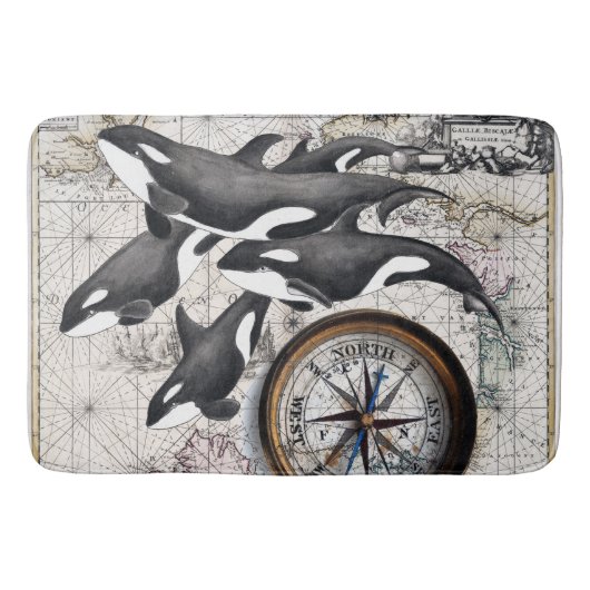Orca Nautical Compass Badmat (Voorkant)