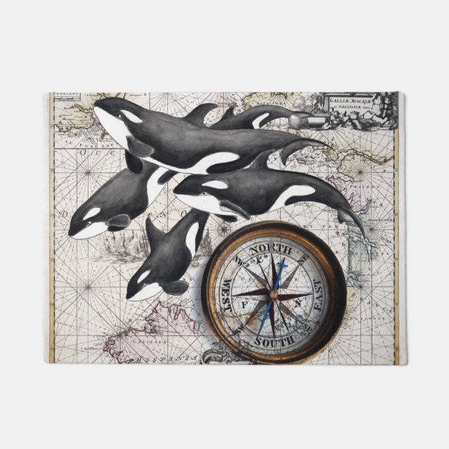 Orca Nautical Compass Deurmat (Voorkant)