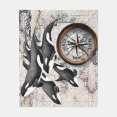 Orca Nautical Compass Fleece Deken (Voorkant)