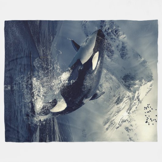 ORCA, ook bekend als KILLER WHALE Fleece Deken (Voorkant (Horizontaal))