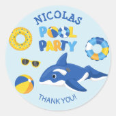 ORCA OPBLAASBARE POOL PARTY RONDE STICKER (Voorkant)