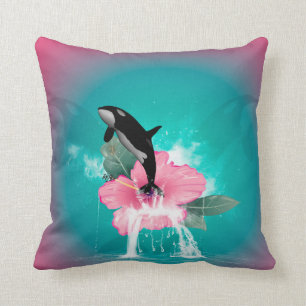 Orca springt uit een bloem kussen