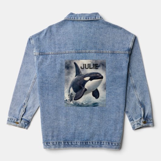 Orca Stormy waves, Personalized Denim Jacket (Achterkant)