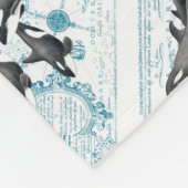 Orca walvis oerblauw fleece deken (Hoek)