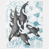 Orca walvissen: oud blauw fleece deken (Voorkant)